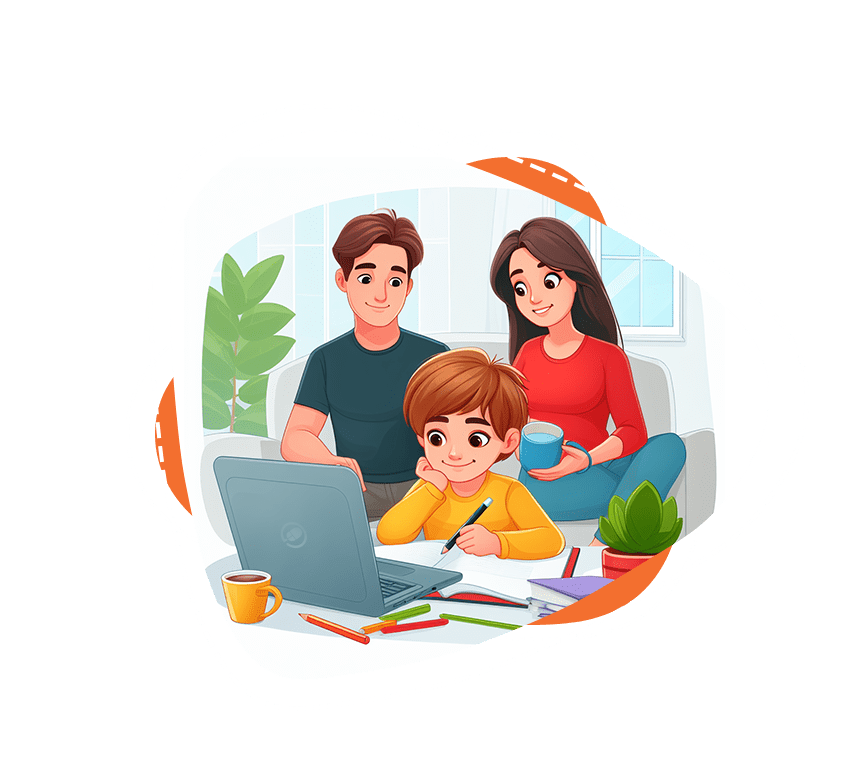 He is doing online studies with the help of his parents