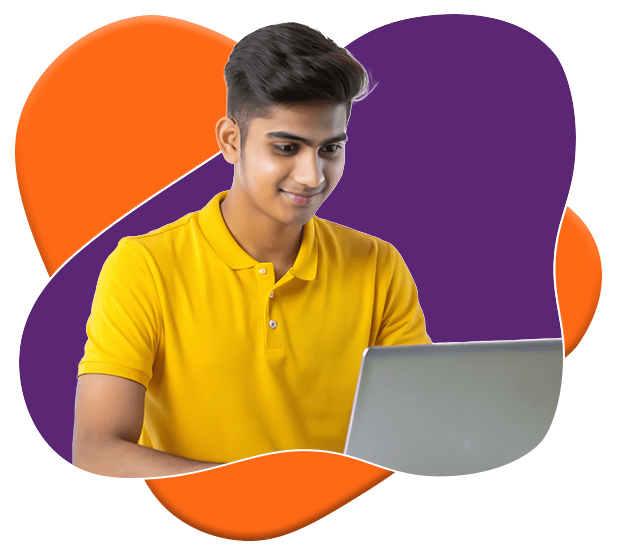 Primary kid working on laptop