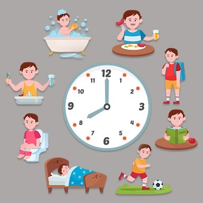 child with watch with different schedule