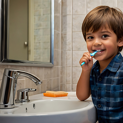 boy doing brush for hygiene